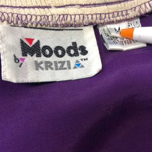 VTG 80s Moods by Krista Purple Letterman Sweater Style Jacket Blazer Oversized - Picture 6 of 7